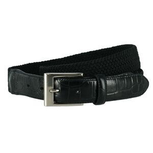 CTM Men's Big & Tall Braided Elastic Stretch Belt with Croc Print End Tabs